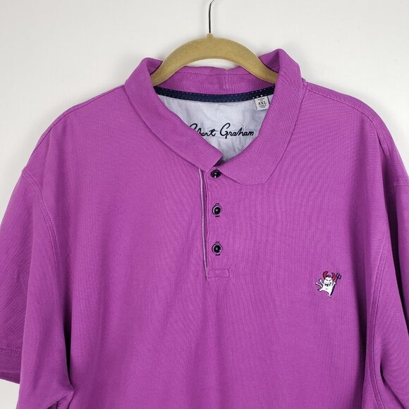 Robert Graham Polo Shirt Purple Devil Short Sleeve Classic Fit Mens Size 4XL - Picture 3 of 13